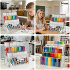 2 Pack Acrylic Desk Organizer, 4 Tier 20 Compartments Vertical Storage for Pens Art Supplies Home Classroom Back to School Office School Office Desk Desktop Stationery Pencil Storage - Image 7