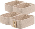 MiniArk Small Storage Baskets for Organizing | Closet Organizer Bins | Shelf Toy Basket | Woven Rope Baskets | Cube Decorative Box | Shallow Basket | 13x8.5x5.1” | 4 Packs Mixed Brown by MiniArkStorageBasketsHome