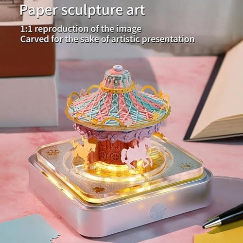 Time Piece Calendar, 2027 Desk Calendar with LED Light, 3D Tear-Away Paper Carving Art Memo Pad Notepad Gift for Christmas Housewarming Desktop Decoration(with Calendar & Light) - Image 3