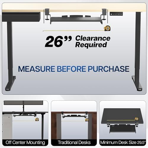 VIVO Dark Walnut Clamp-on 20 x 11 in Keyboard Tray, MOUNT-KB05ES-D - Image 4