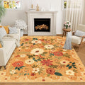 DUKINO 6x9 Area Rugs, Floral Washable Rug for Bedroom Non Slip, Orange by DUKINO