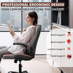 PU Leather Office Chair Swivel Lumbar Support for Short People Grey - Image 3