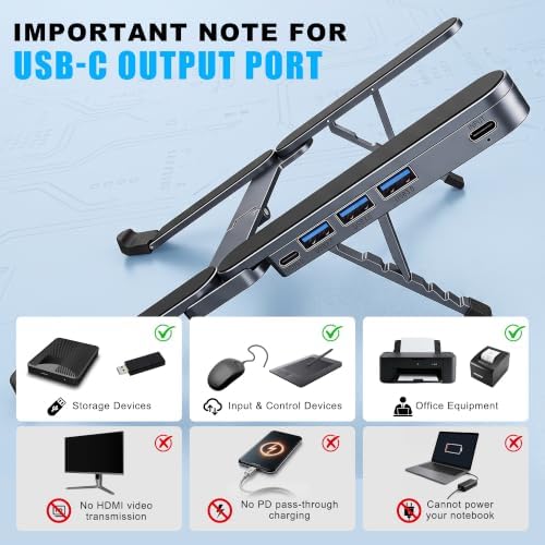 Laptop Stand with Docking Station Foldable Computer Riser Desk Hub - Image 6