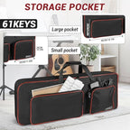 ORKELS 61-Key Keyboard Case, 10mm Padded Electric Piano Gig Bag with Shoulder Straps, Handles & 2 Accessories Pocket - Image 6