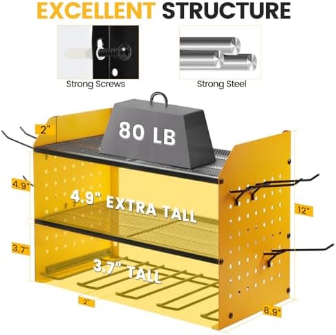 TRZZ Power Tool Organizer Wall Mount, 3-Layer Drill Rack, Yellow - Image 3