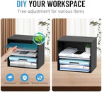 5-Tier Wood Desk Organizer, Paper Tray Organizer for Desk with Adjustable Storage Shelves, Desktop File Organization Paper Sorter Mail Holder for Office Home Classroom, Black (Pack of 2) - Image 4