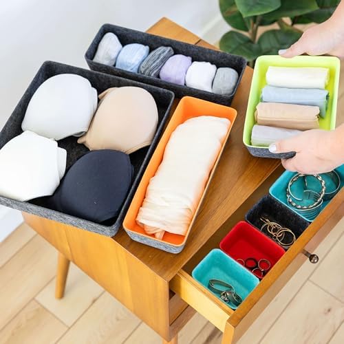 Three by Three Seattle Recycled Felt Storage Bins, Set of 8 – Multicolor - Image 2