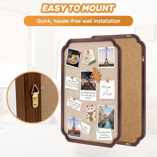 Linen Bulletin Board, 30" x 20" Framed Pin Board - Image 5