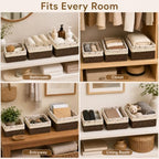 3-Piece Wicker Storage Baskets for Shelves, Storage Basket Set, Coffee - Image 6