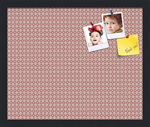 PinPix 18x15 inch Cork Bulletin Board. This Decorative Framed Pin Board Comes with Diamond Pattern in Pink and Beige Design and Satin Black. Ideal for Home, Office Decor or School (PinPix-290) by PinPixBulletinBoards