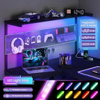 55in L Shaped Gaming Desk with Pegboard & Shelf & Storage Bag, Black - Image 4