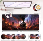 Large Keyboard Mouse Pad Set, Extended Mouse Pad+Keyboard Wrist Rest Support, Memory Foam Ergonomic Easy Typing, 4Pcs (31.5×11.8 in) Desk Pad Set for Office Home,Retro Train - Image 6