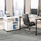 Unikito Rolling File Cabinet Lateral Office Filing Cabinets with Socket and USB Charging Port, Modern Printer Stand on Wheels, Printer Cabinet with Door and Open Storage, Lockable, White - Image 5