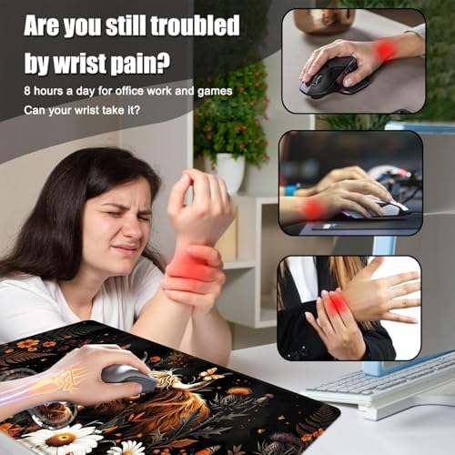 Desk Mat, Mouse Pad with Wrist Rest, 4-in-1 Large Mouse Pads for Desk, Ergonomic Mouse Pad and Keyboard Wrist Rest Gaming Keyboard Mat for Office,Highland Cow Flowers Butterfly - Image 5