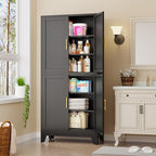 75" Tall Kitchen Pantry Cabinet, Black Metal Pantry Storage - Image 6