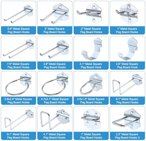 uxcell 10Pcs Metal Square Peg Board Hooks, 5.9" Heavy Duty Exhibition Display Hooks Square Hole Peg Double Rod for 3/8" Spaced Pegboards, Retail Shelf Rack Hook, Silver - Image 6