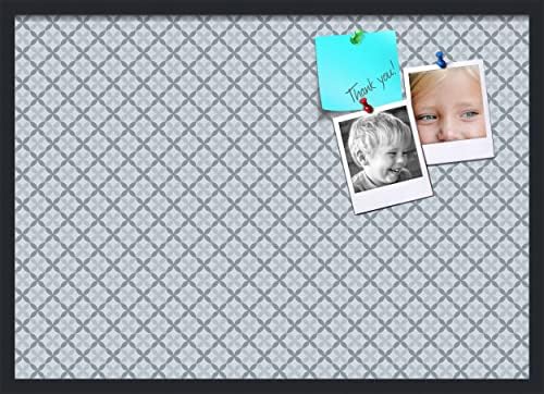 PinPix 34x24 inch Cork Bulletin Board. This Decorative Framed Pin Board Comes with Diamond Pattern in Shades of Blue Design and Satin Black. Ideal for Home, Office Decor or School (PinPix-222) by PinPixBulletinBoards