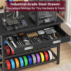 3D Printer Stand with Filament Storage - Heavy Duty 3D Printer Table with Metal Drawer, 36 inch 3 Tier Metal 3 D Printing Desk for 3 D Printers, Black - Image 2