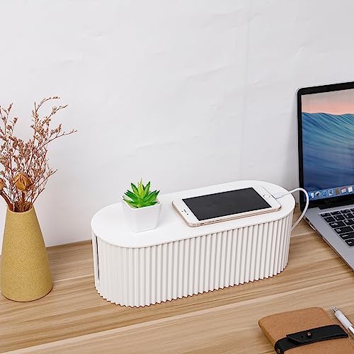 FABROK 2 Pack Cable Management Box, Cord Organizer, White, Small+Large - Image 6