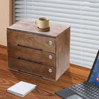 Wooden Desk Organizer with Drawers & Lock, Desktop Countertop Storage Cabinet Lockable Home Office Supplies File Tabletop Organizing Unit (3 Drawer - Retro Walnut) - Image 6