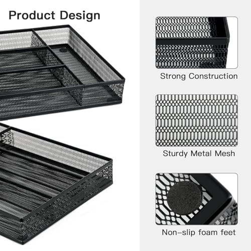 Neudeco Drawer Organizer Set, Black Mesh, 6 Pack - Image 5