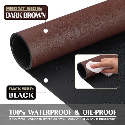 K KNODEL Extra Large Desk Mat, Leather Mouse Pad (35.4"x17", Dark Brown) - Image 3