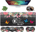Ergonomic Keyboard Wrist Rest and Mouse Pad Wrist Rest Set, Large XXL Gaming Desk Mat 31.5"x 11.8",Non-Slip Base, Memory Foam,Easy Typing Pain Relief, Floral Quote She Believed She Could So She Did by Unknown