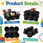6 Pack Classroom Caddy With Handle for School Supplies, Black - Image 3