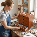 Wesiti Wooden Desk Organizer, 4 Drawers, Vintage Makeup Cabinet, Brown - Image 2