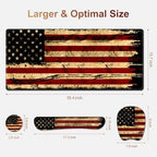 Large Mouse Pad with Wrist Support 4in1 Set, XXL Game Mousepad + Keyboard Wrist Rest+Mouse Wrist Rest+Coaster with Ergonomic Design Gaming Mat for Home Office Table Computer I Retro USA Flag - Image 6