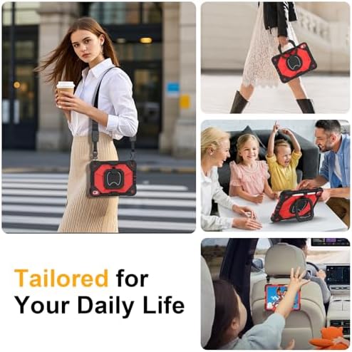 Case for iPad (A16) 11th/10th Generation 11/10.9 Inch 2025/2022, Ubearkk for iPad a16 case with Screen Protector, 360 Degree Rotating Stand Shoulder Strap Pencil Holder,Black Red - Image 6