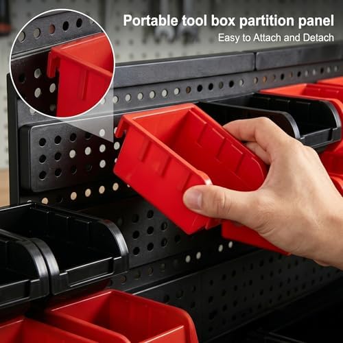 60Pcs Plastic Wall Mounted Storage Bins Parts Rack Nuts And Bolt Bins Organizer For Shop Garage for Screws, Nuts, Bolts, Nails, Beads, and Small Hardware Parts (YELLOW+BLACK, 60) - Image 4