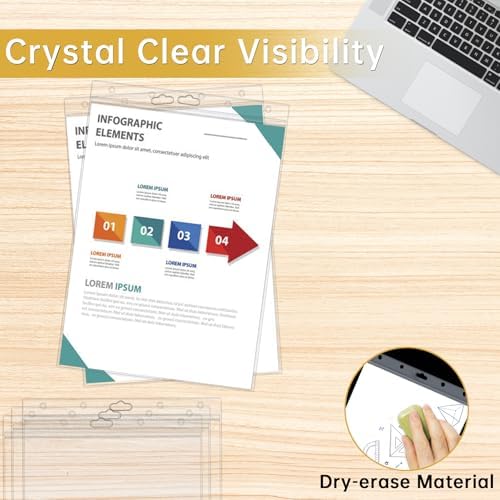 AKONEGE 12PCS Hard Sheet Protectors 8.5 x 11 Waterproof Resealable Zip Paper Page Protectors Clear Rigid Plastic Sleeves for Photos Certificate, Heavy Duty Document Holder Wall Sign Holder, Vertical - Image 6
