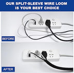 Split-Sleeve Wire Loom for High-Temperature Automotive Harness and Home Cable Management, 25ft - 1.25 inch Braided Cable Management Sleeve Cord Protector, Self-Wrapping Split Wire Loom - Image 6