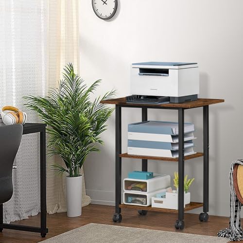 Lerliuo 3-Tier Printer Stand, Industrial Rolling Printer Table with Storage - Image 4