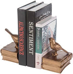 MyGift Gold Bird Bookends Decorative for Heavy Books, Brass Book Ends for Shelves, Vintage Resin Bookends, 1 Pair - Image 6