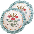 ISAENNE Vintage Linen Throw Pillow Cover,Set of 2,Diameter 16"-Serenity C by Isaennehomedecoration