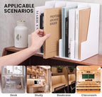 LALOBLUE White Vertical File Organizer, 4 Section Magazine Holder for Desk, Desktop File Folder Rack for Books, Magazines, Documents and Notebooks, Office Home School - Image 3