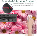 Large Gaming Mouse Pad + Keyboard Wrist Rest + Wrist Support + Coaster Set, Memory Foam Ergonomic for Easy Typing, XXL Extended Gaming Mouse Pad Table Pad - Pink Daisy - Image 4