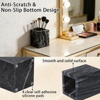 Natural Marble Toothbrush Holder: Pen Holder - Makeup Brush Holder - Marble Organizer for Vanity- Cup for Bathroom - Office & Home Utensil Holder - Desk Organizer - Dark Gray - Image 3
