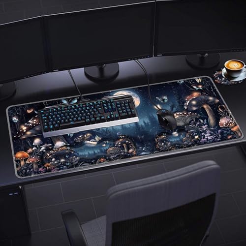 Keyboard Wrist Rest Set,Memory Foam Wrist Support Mouse Pad,31.5"x11.8" Desk Mat for Comfortable Typing & Pain Relief,Non-Slip Base for Office & Home Use - Mushroom Butterfly - Image 6