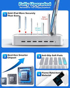 MSTJRY Charging Station for Multiple Devices : 6 Port USB Charger Stations - Family Multi-Device Organizer Charging Dock - Designed for iPhone iPad Android Cell Phone Tablet and Electronic, White - Image 2