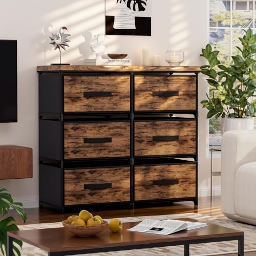 GcdPai Dresser 6 Fabric Drawer(16cm Height) Stand Leather Desktop - Image 2