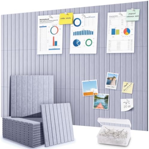 48" x 36" Large Cork Bulletin Board Tiles, Peel and Stick Felt Wall Panels for Vision, Message Center, Picture and Prayer Board for Office, Dorm, Room and Desk Decor(Blue Gray) by faainit