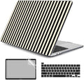 DONGKE Case for MacBook Pro 13 Inch (2026-2020 Models A2338 M2 M1/A2251/A2289), Black & Cream Stripes Hard Shell Case with Keyboard Protector, Compatible with Retina Display and Touch Bar by DONGKE