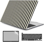 DONGKE Case for MacBook Pro 13 Inch (2026-2020 Models A2338 M2 M1/A2251/A2289), Black & Cream Stripes Hard Shell Case with Keyboard Protector, Compatible with Retina Display and Touch Bar by DONGKE