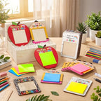 Epakh 48 Sets Back to School Teacher Gifts Bulk Composition Sticky Note Holder with Notepads Wood Sticky Note Dispensers Pencil Apple Notebook Design Thank You Gift for First Day of School - Image 5