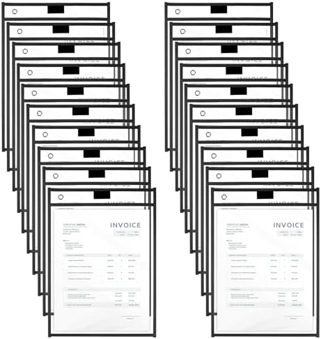 Dry Erase Pockets 50 Pack Black Plastic Ticket Holder Clear by Merkaunis