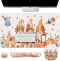 Britimes Keyboard Mouse Pad Set, 4 in 1 Desk Mat Set, Fall Gnome by Britimes