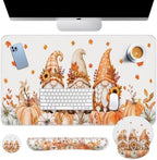 Britimes Keyboard Mouse Pad Set, 4 in 1 Desk Mat Set, Fall Gnome by Britimes
